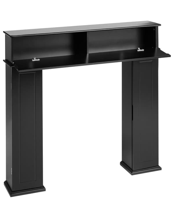 Pejsehylde Sort MDF 107 x 18 x 100 cm Pejseramme med opbevaring Traditionel Retro Stue