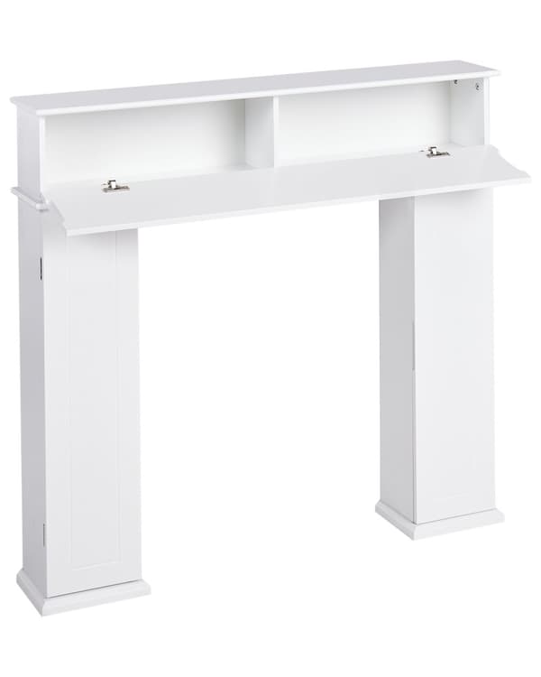 Pejsehylde Hvid MDF 107 x 18 x 100 cm Pejseramme med opbevaring Traditionel Retro Stue