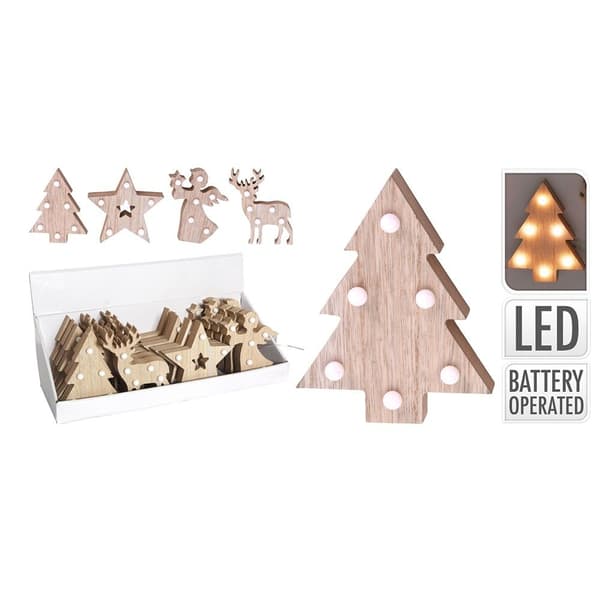 JULFIGURIN TRÄ VARMVIT LED 10X3X13CM