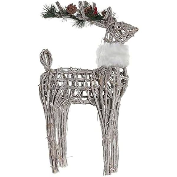 Julprydnad - DKD Heminredning - Standard - Vit - Wicker - 33x14x60 cm