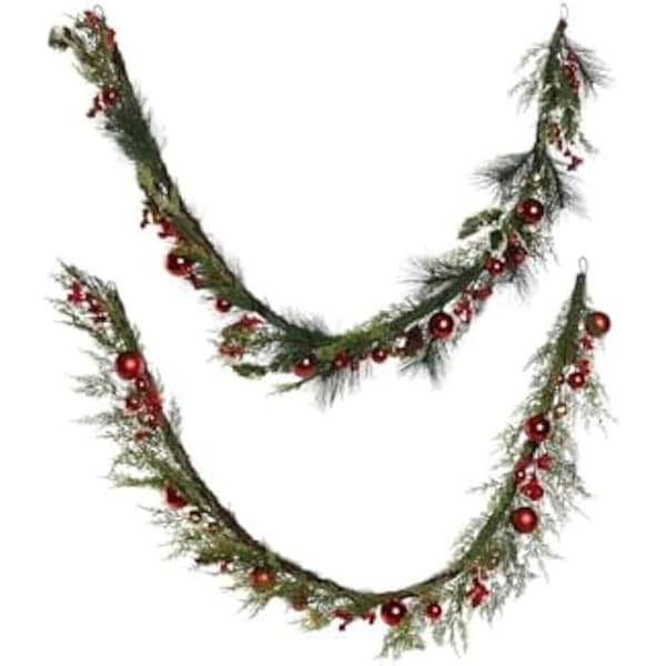 Julgirlang - HOME ESPRIT - Röd Grön - Polyeten - 180 cm - 2 st.