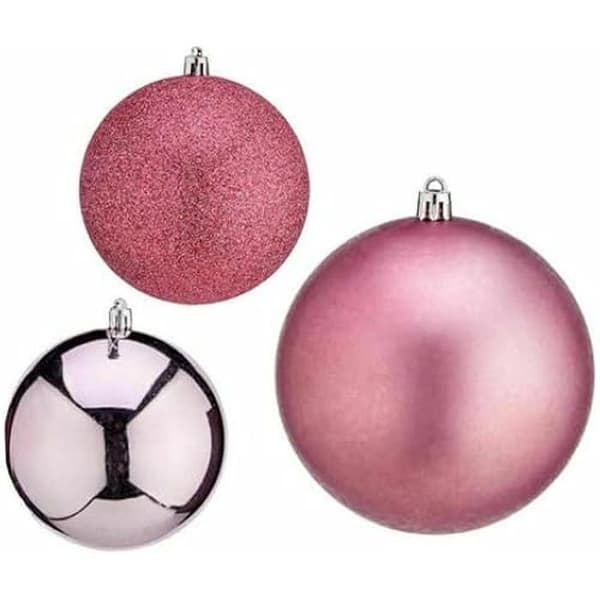 Julgranskulor - Ej specificerat - Set om 12 - Plast - Rosa - 10 cm