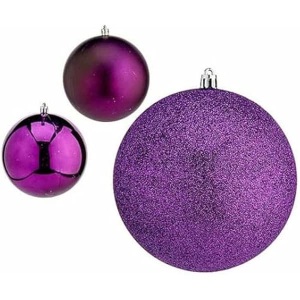 Julgranskulor - Ej specificerat - Set om 6 - Lila - Ø 12 cm - Plast