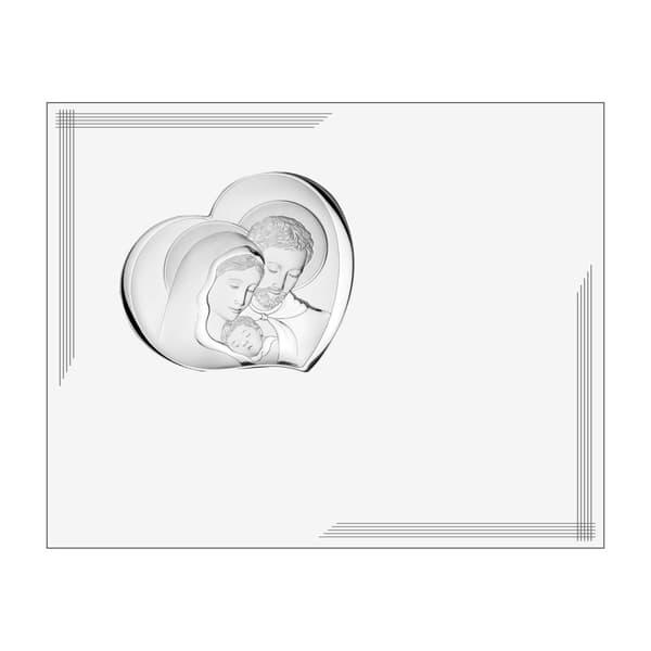 Holy Family maalaus hopeaa modernisti valkoiselle paneelille 25x20 | Koko: 25x20cm | SKU: VL877BI