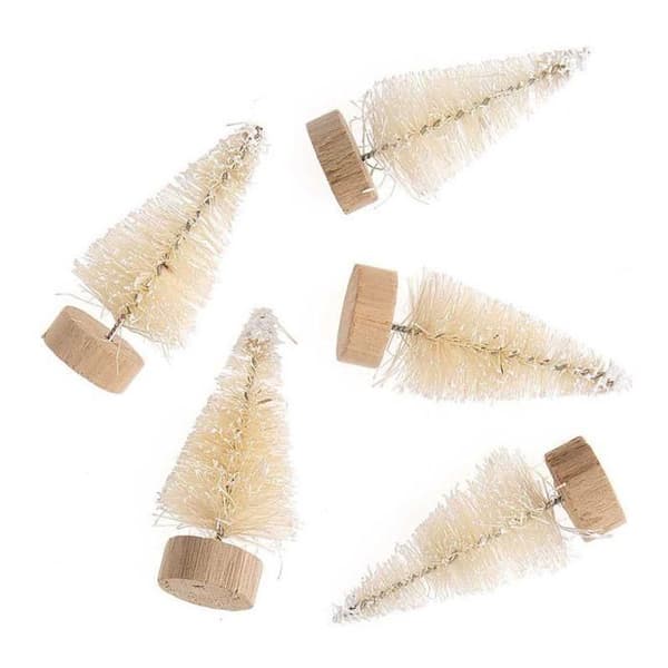 Set med 5 vita träjulgranar 5 cm