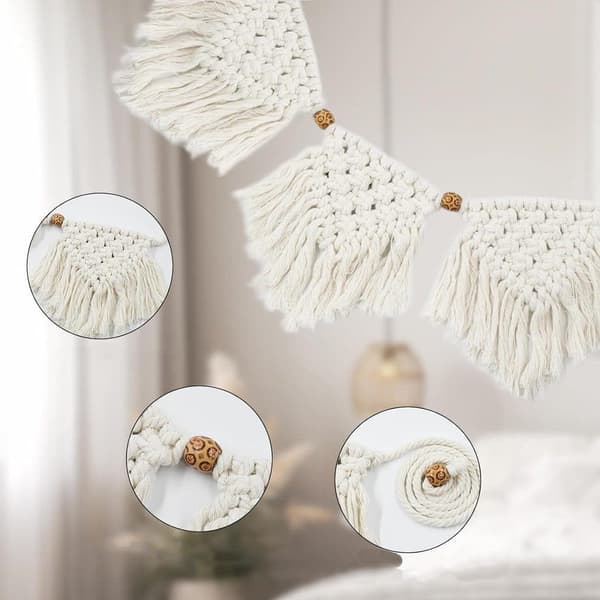Handgjord makramé väggdekoration, Boho-stil vävt hängande väggtape – Perfekt för vardagsrum, sovrum eller balkong