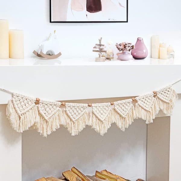 Handgjord makramé väggdekoration, Boho-stil vävt hängande väggtape – Perfekt för vardagsrum, sovrum eller balkong