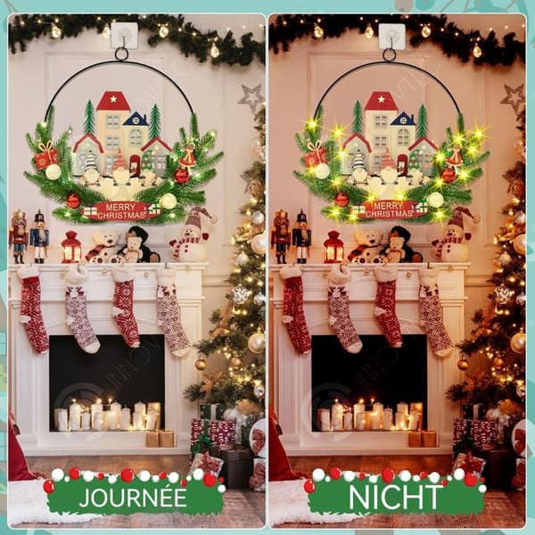 INN julkrans 34x39cm belysning för ytterdörrar, eldstäder och väggdekorationer Juldekoration av jultomtens kvalitet