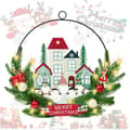Miniatyrbild 1 av 4: INN julkrans 34x39cm belysning för ytterdörrar, eldstäder och väggdekorationer Juldekoration av jultomtens kvalitet