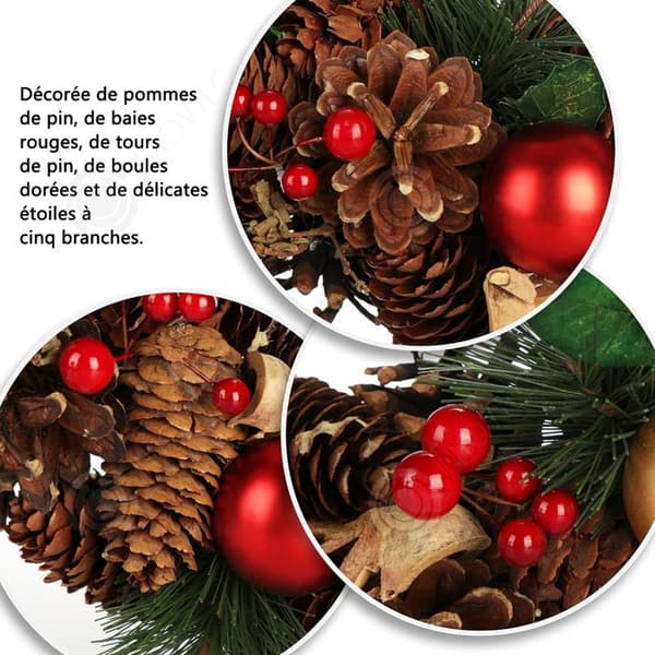 INN Julkrans 40 cm Hängande från Superior LED Upplyst Julkrans Kotte med Vit Glasyr Juldekoration