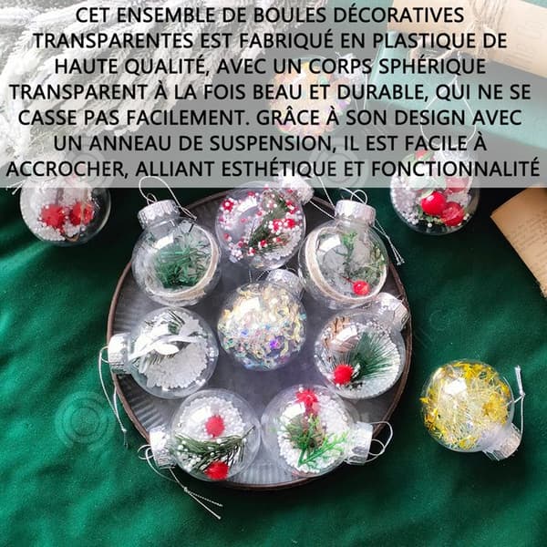 INN Ornaments Set med 6 Transparent Christmas Ball Julgranshänge DIY julfestdekorationer med hängslinga