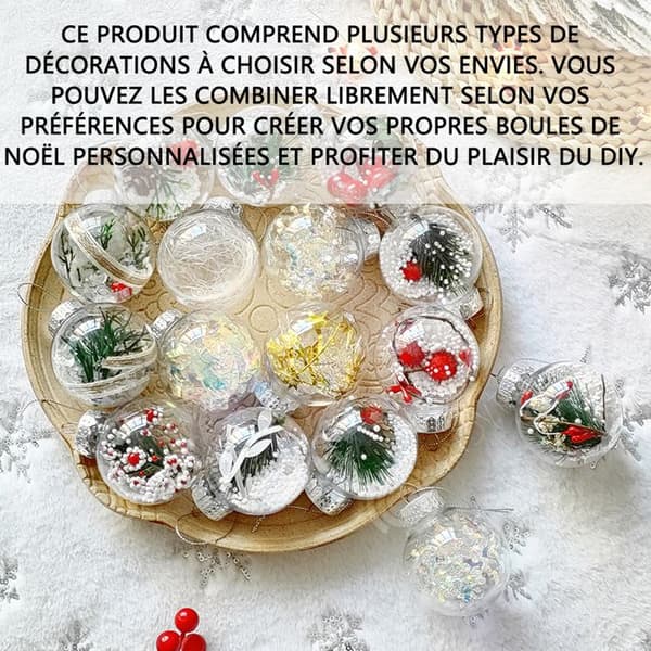 INN Ornaments Set med 6 Transparent Christmas Ball Julgranshänge DIY julfestdekorationer med hängslinga
