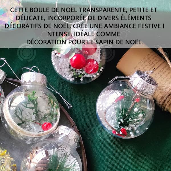 INN Ornaments Set med 6 Transparent Christmas Ball Julgranshänge DIY julfestdekorationer med hängslinga