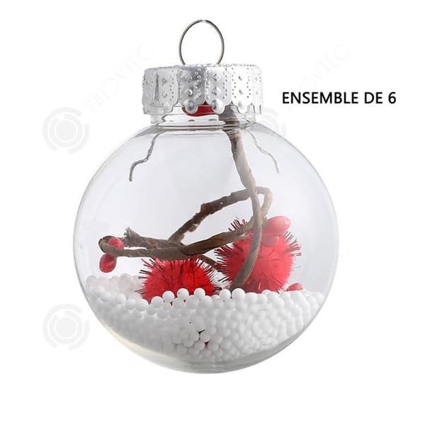 INN Ornaments Set med 6 Transparent Christmas Ball Julgranshänge DIY julfestdekorationer med hängslinga