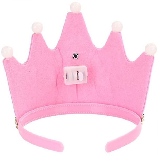 TD® krona grattis på födelsedagen blinkande ljus barn flexibelt tillbehör fest födelsedag kostym tjej pojke rosa LED