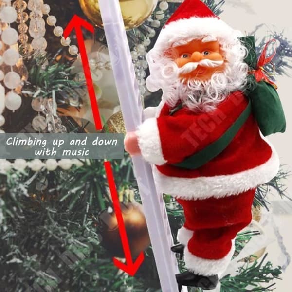 TD® Electric Santa Claus - Klätterstege med ljus och musik - Juldekoration - Husgran
