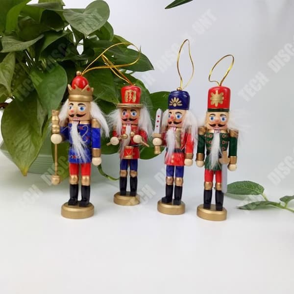 TD® 12,5 cm juldekorationsset, valnötsdockor, handgjorda bordsdekorationer i trä, dockor