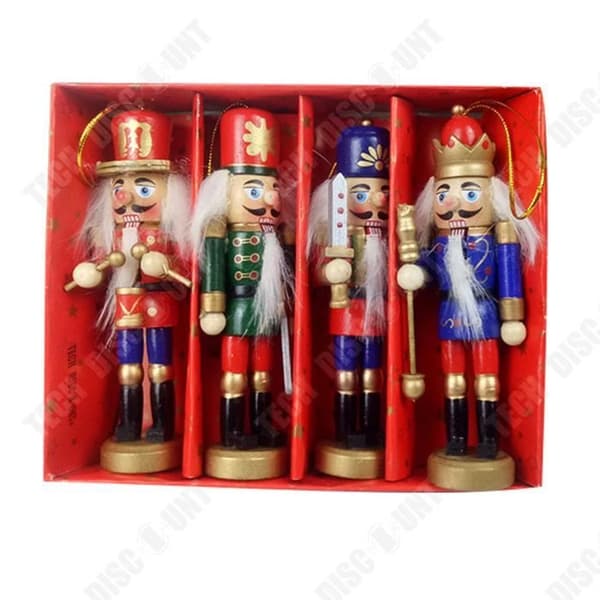 TD® 12,5 cm juldekorationsset, valnötsdockor, handgjorda bordsdekorationer i trä, dockor