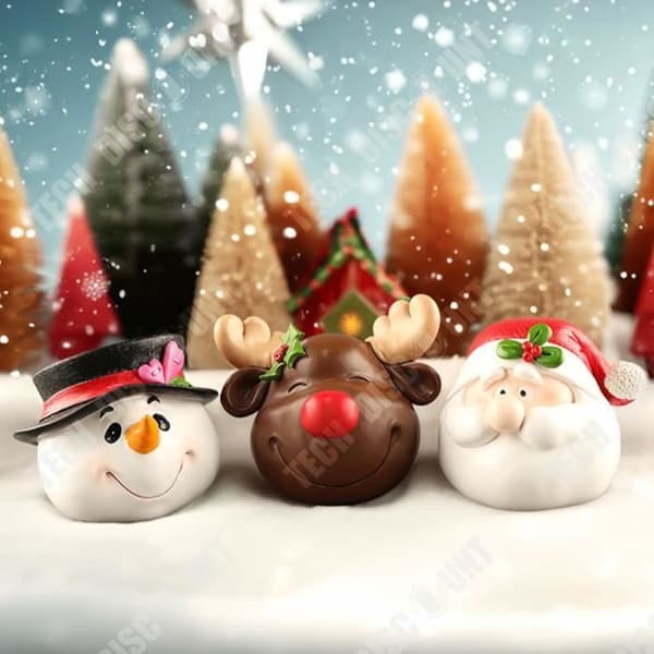 TD® 3 Hartsprydnader Jultomten Snögubbe Älg Små skrivbordsdekorationer Juldekoration Presenter