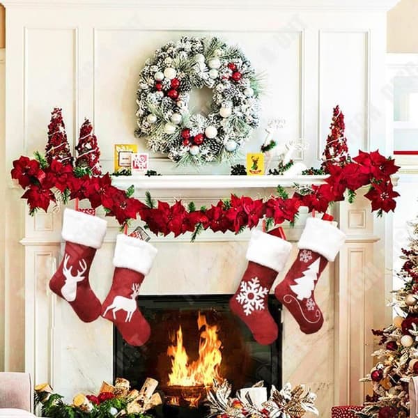TD® Juldekoration Julhänge Stort rådjursmönster Juldekoration Strumpor Julstrumpor Presentpåse 4pack