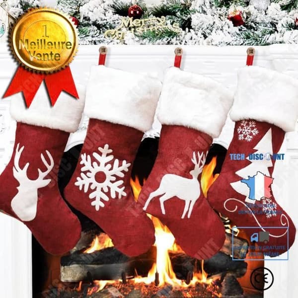 TD® Juldekoration Julhänge Stort rådjursmönster Juldekoration Strumpor Julstrumpor Presentpåse 4pack