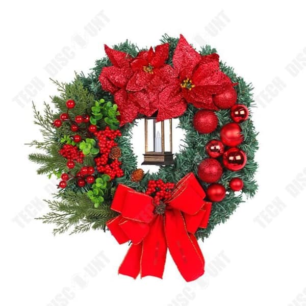 TD® Juldekorationskrans 40CM*40CM Lysande design sammetsbåge Ytterdörrsdekorationskrans