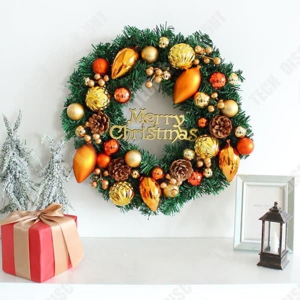 TD® Jul Kotte Krans 40cm*40cm Simulerade tallbarr Festlig dekoration Kotte Dörrhängande