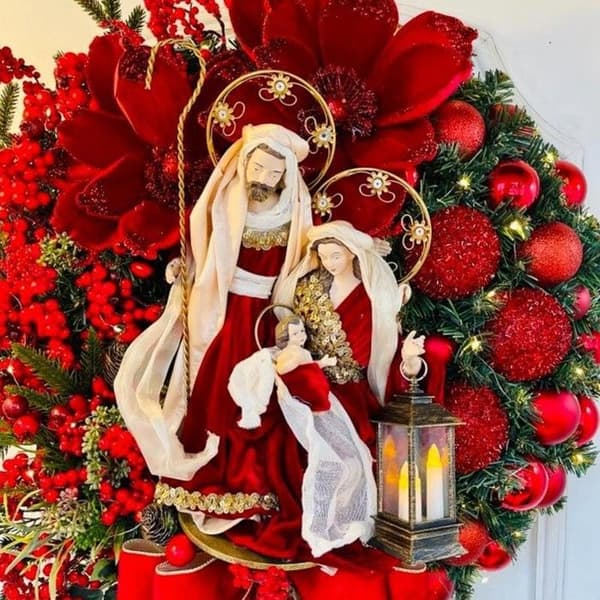 Julkrans - TECH RABATT - Jesus - 40x40CM - Ljusdesign - Sidenband