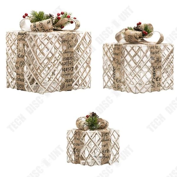 TD® Luminous Christmas Gift Box, Smidesjärn presentbox, batterihuvuddekorationer, juldekorationer