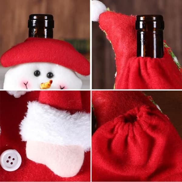 TD® Jultomten en påse rött vin Dekorationer gammal man julvinflaskor firande originalglasögon söt julfest