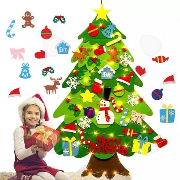 CONFO® Julgransfilt Julgran LED-lampor med juldekorationshängen Barn gör-det-själv Dagliga behov av