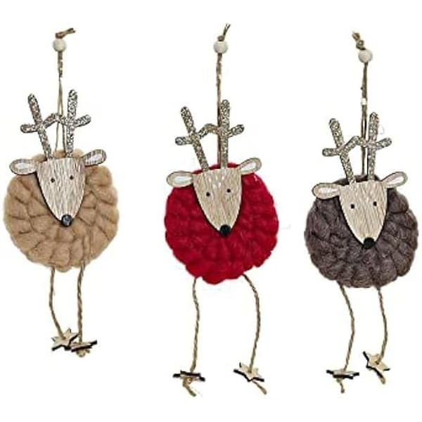 Juldekoration - DKD Home Decor - Ren - 3 delar - Polyester - Trä - Flerfärgad