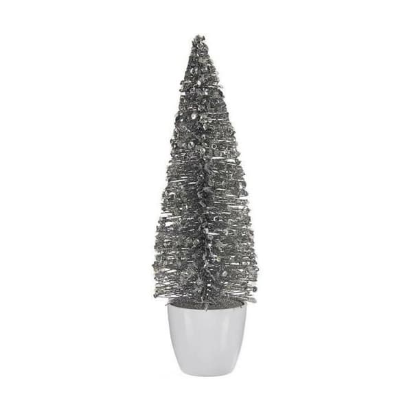 mellanstor julgran 10 x 33 x 10 cm silvervit plast