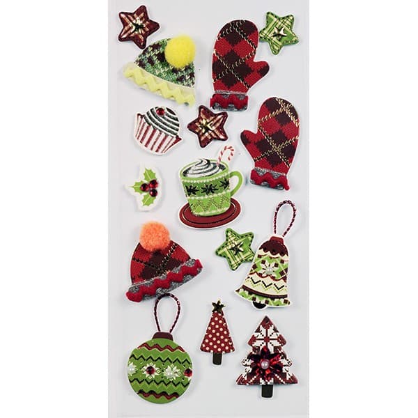 Koristetarrat hatut käsineet 15 kpl Titanum Christmas