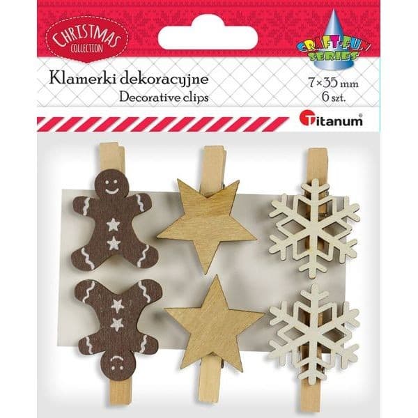 Koristeklipsit 6 kpl Titanum Christmas