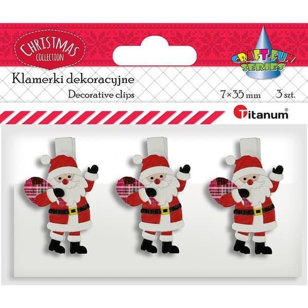 Julemands pynteclips i træ 3 stk Titanum
