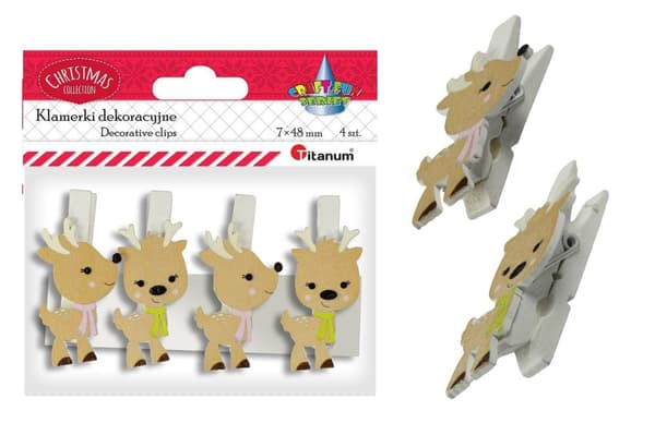 Dekorative clips i træ Rensdyr 4 stk Titanum