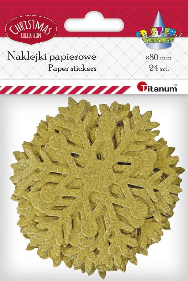 Paperitarrat Lumihiutale kultaa 8cm 24 kpl Titaania