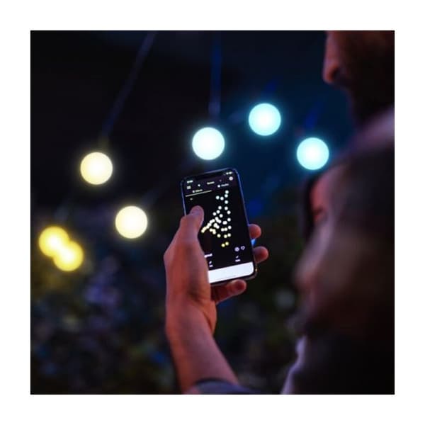 Guirlande guinguette ansluten IP44 20m 40 LEDS vit TWINKLY FESTOON