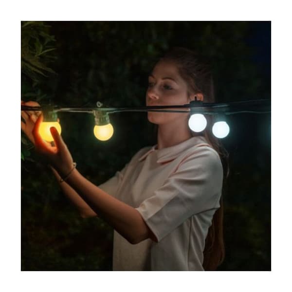 Guirlande guinguette ansluten IP44 20m 40 LEDS vit TWINKLY FESTOON