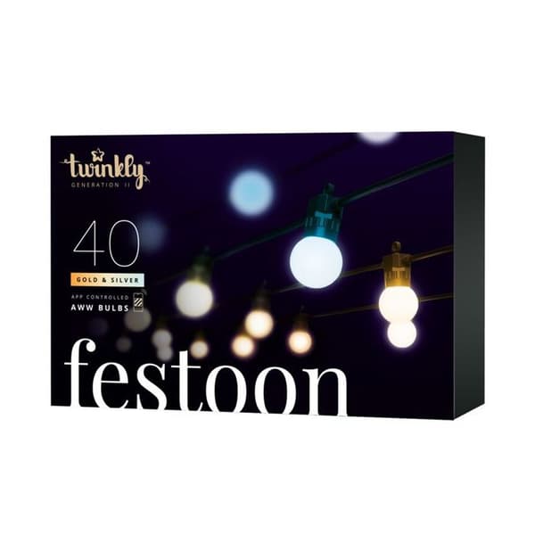 Guirlande guinguette ansluten IP44 20m 40 LEDS vit TWINKLY FESTOON