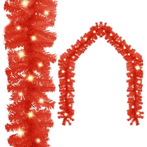 Julgirlang med LED-lampor 10 m röd