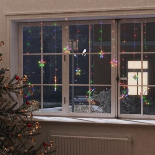 Ljusgardin stjärnor och månar fjärrkontroll 138 LED flerfärgad
