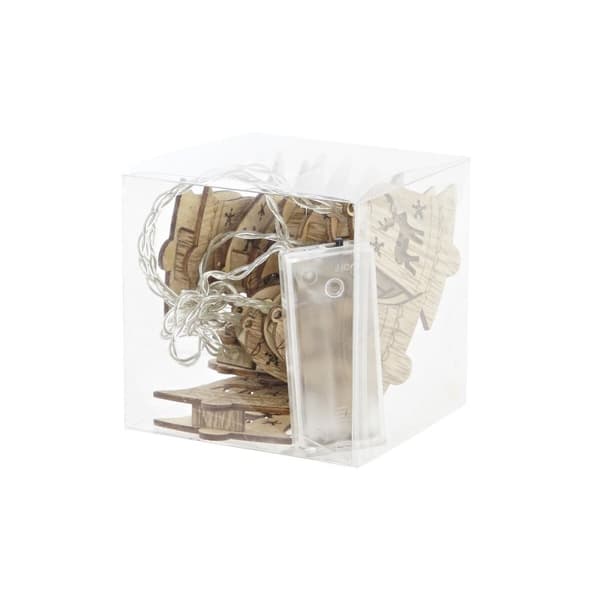 LED-valokranssi DKD Home Decor Poro Huput Ruskea Puu MDF (6,5 x 1,4 x 5,8 cm)