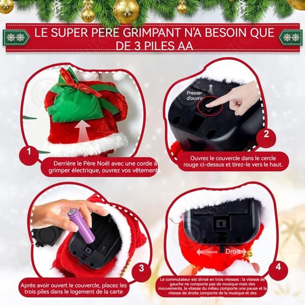 INN Elektrisk jultomte klätterrepstege 22cm 1m 3 hastigheter Sings Klätterbollar Elektrisk klättring jultomte