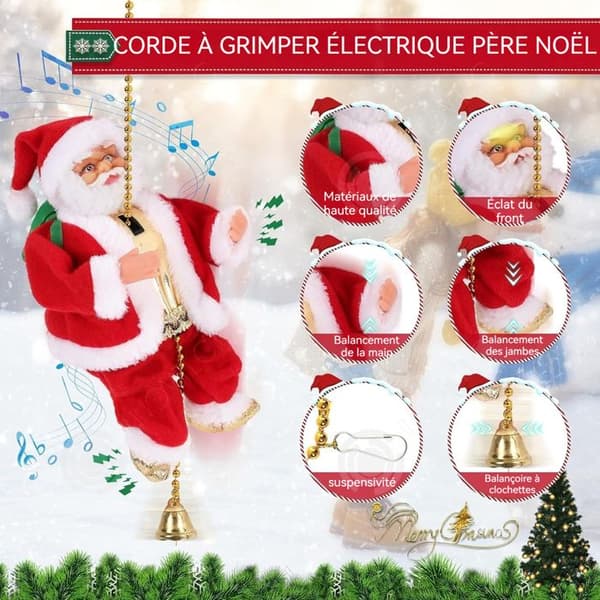 INN Elektrisk jultomte klätterrepstege 22cm 1m 3 hastigheter Sings Klätterbollar Elektrisk klättring jultomte