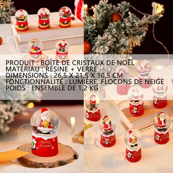 INN julsnöklot 12st diameter 45mm 26,5x21,5x10,5cm självlysande jultomten kristallkula presentförpackning Julklappsförpackning
