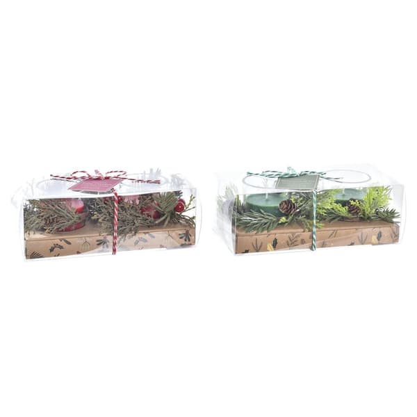 Set med levande ljus DKD Home Decor Jul (5,5 x 5,5 x 6 cm) (2 antal)