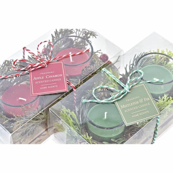 Set med levande ljus DKD Home Decor Jul (5,5 x 5,5 x 6 cm) (2 antal)