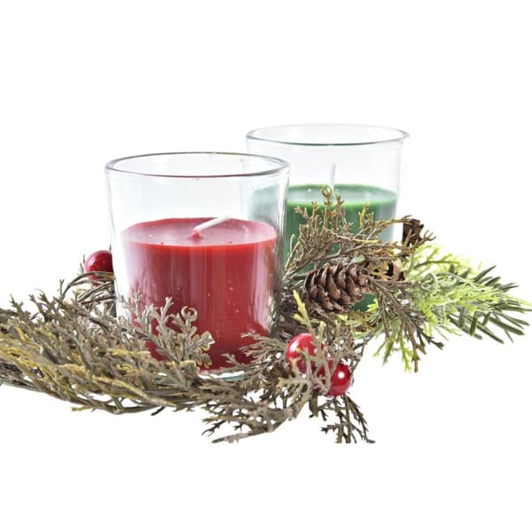 Set med levande ljus DKD Home Decor Jul (5,5 x 5,5 x 6 cm) (2 antal)